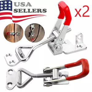 2Pcs Heavy Duty Steel Toggle Latch Catches Adjustable Lock Clamp For Boxes Case - Picture 1 of 17