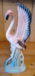 Figurine vintage statue de flamant rose FLORIDE céramique fabriquée au Japon milieu du siècle