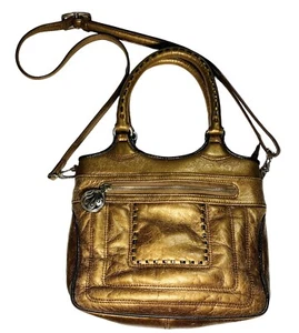 Brighton Metallic Kupfer Gold Leder Bronze Umhängetasche Schultertasche Boho Spaß - Bild 1 von 18