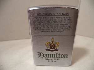 zippo lighter Hamilton Watch Co. very rare age 1994 used perfect condition - Picture 1 of 18