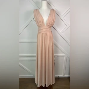 NWT Lulus Heavenly Hues Blush Maxi Dress Plunging Neckline Size Small - Picture 1 of 10