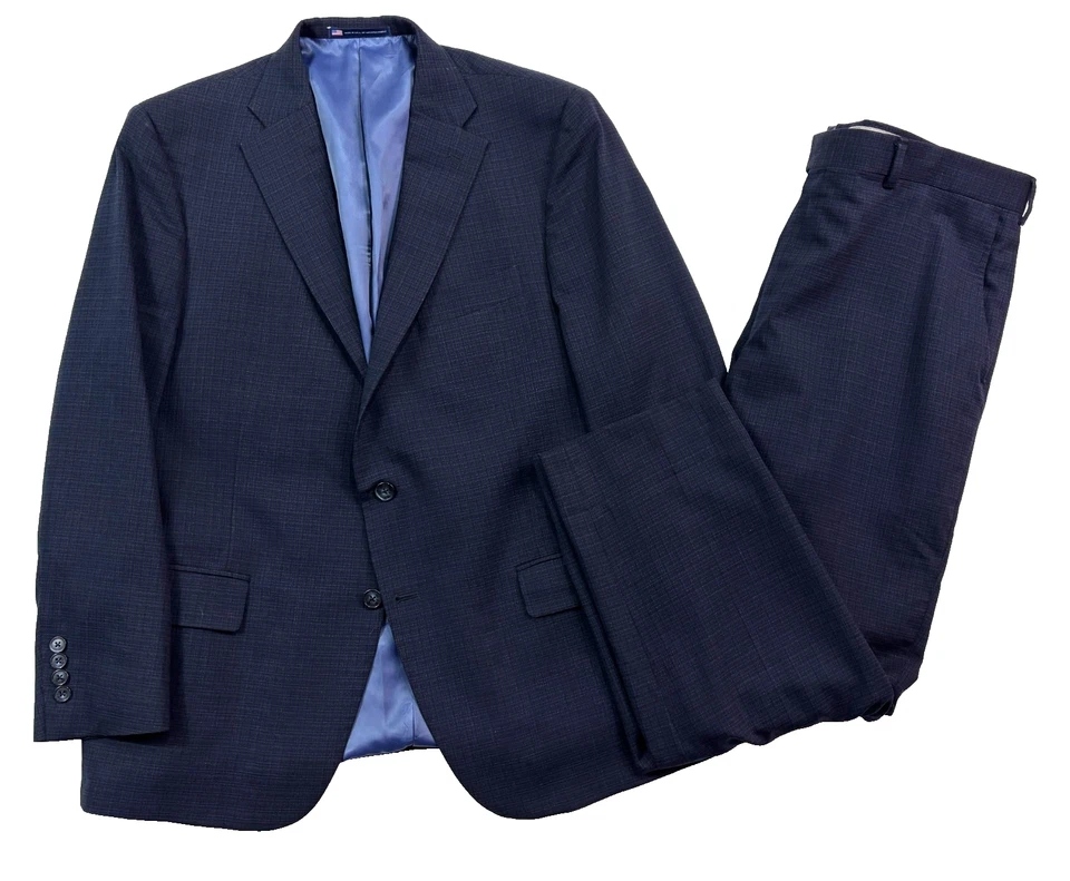 Traje Pantalón Hart Schaffner Marx 44S 38x29 2 piezas Azul Marino Cuadros Chicago EE. UU. Foto 1 de 4