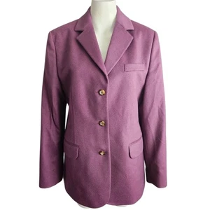 LL Bean Wolle/Kaschmir 3 Knöpfe Reiten Reitsport Blazer Jacke Damen 12 Lila - Bild 1 von 14
