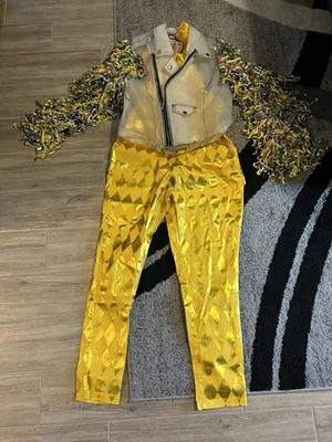 NWT Harley quinn birds of prey Caution Tape Jacket And Yellow Overalls costume L - Image 1 of 4