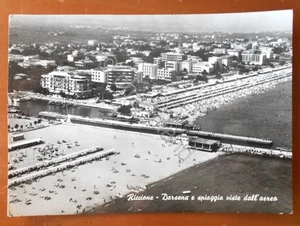 Cartolina Riccione - Darsena e spiaggia viste dall' aereo - 1964 - Foto 1 di 2