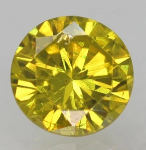 0.20 Carat Canary Yellow Round Brilliant Enhanced Natural Loose Diamond 3.64mm - Picture 1 of 1