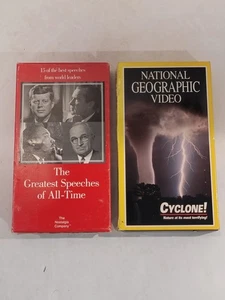 2 VHS Tapes ~ Greatest Speeches Of All-time, National Geographic Cyclones! - Picture 1 of 12