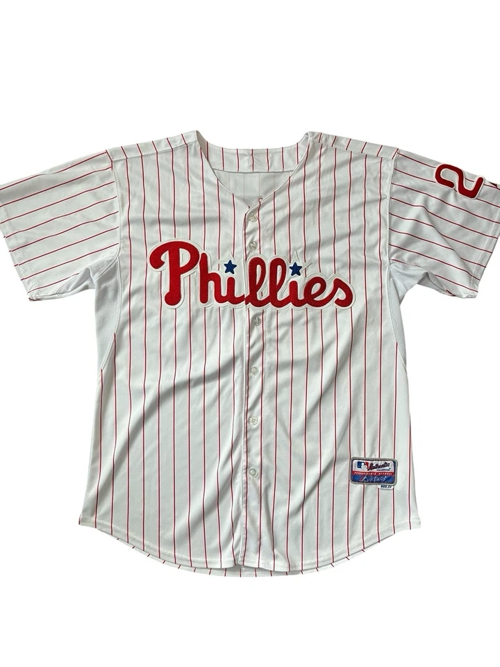 Majestic MLB Philadelphia Phillies Chase Utley Camiseta Cosida a Rayas Talla XXL Foto 1 de 4