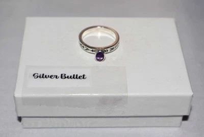 Anillo Silpada Plata Esterlina Amatista Grabado Banda Pila R0455 Talla 7 Foto 1 de 4