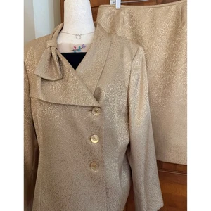 LeSuit 2-PC Dorado Lazo Falda Traje Para Mujer 16P Pequeña Carrera Vacaciones Fiesta Boda - Imagen 1 de 15