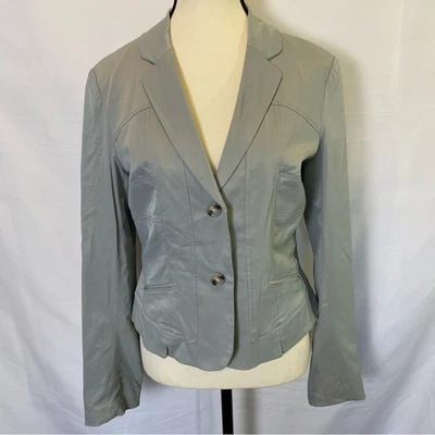 Chaqueta Blazer Cynthia Rowley Para Mujer Mediana Azul Gris Mezcla Algodón Informal Foto 1 de 4