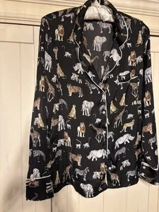 Banana Republic Damen Pyjama Set Gr. M schwarz Safari Satin Hose Langarm - Bild 1 von 6