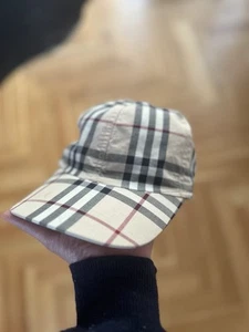 Vintage BURBERRY Cap Hat oG Nova Check tartan beige XL Strapback 90s Tartan - Bild 1 von 7