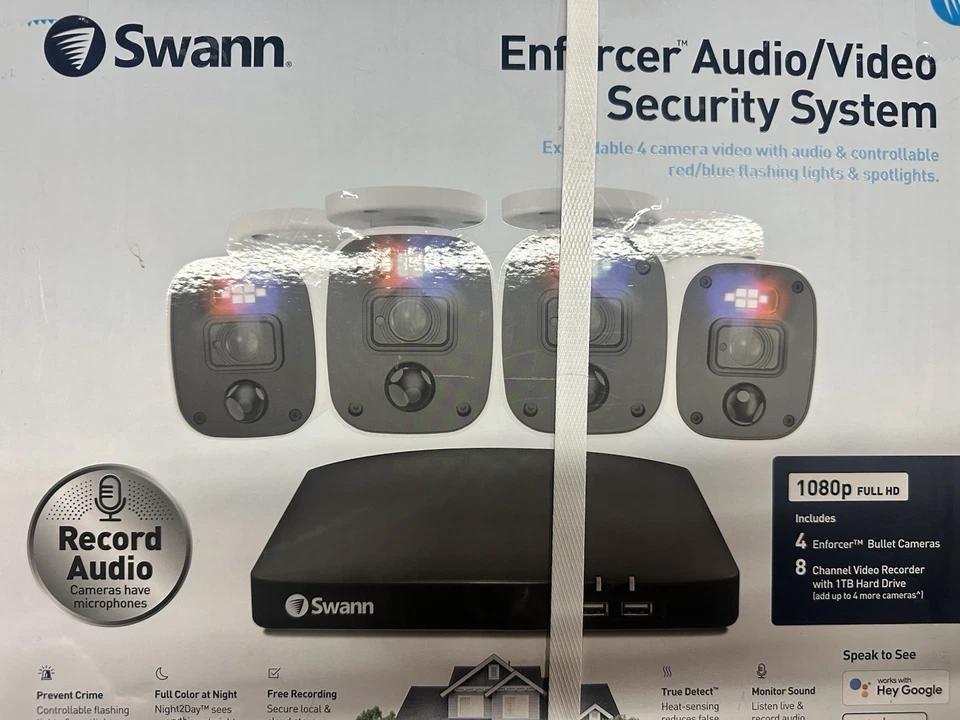 Swann 1080P Wired Home Security System 4 Bullet Cameras 1TB - Image 1 of 1