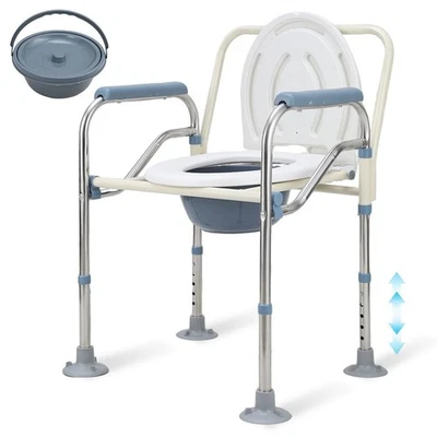 Toilettenstuhl Faltbar 150kg Nachtstuhl Höhenverstellbar inkl. Eimer Duschsitz - Bild 1 von 4