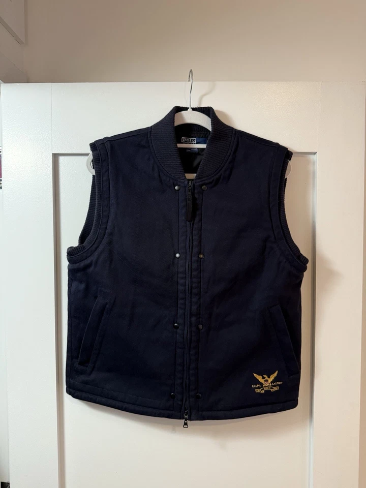 Chaleco Polo By Ralph Lauren Azul Marino Para Hombre Sin Mangas M– Logo Águila, Interior Acolchado Foto 1 de 4