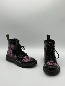 Dr. Martens 1460 8-Loch Lack Schwarz Blumen High Top Stiefel Jugend Größe US 12 EU 29 - Bild 1 von 11