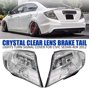 Crystal Clear Lens Brake Tail Lights Turn Signal Cover For 2012 Civic Sedan 4DOn - Picture 1 of 15