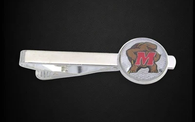 Football Card Tie Clip, Maryland Terrapins Wedding Jewelry Tie Bar - Image 1 of 4