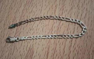 Vtg 925 Italian Italy Sterling Silver Figaro Chain 3.5mm Bracelet 7 inches - Picture 1 of 4