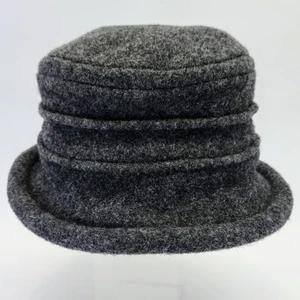 Vintage Scala Damen grau gekochte 100 % Wolle Cloche Hut Rollkrempe verstaubar OS - Bild 1 von 8
