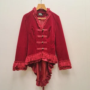 Hearts & Roses UK 12 Red Velvet Corset Back Vampire Steampunk Jacket - Picture 1 of 12