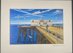Steve Simon Ruby's Diner Belmont / Newport Beach Pier signierter und mattierter Druck - Bild 1 von 2