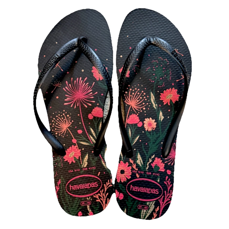 Chanclas Havaianas Slim Florales Azul Marino Rosa Flores Para Mujer’s 9/10 Foto 1 de 4