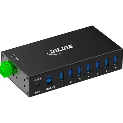 InLine hub industriale USB 3.2 Gen.1 7 porte alluminio con alimentatore 353956B - Immagine 1 di 4