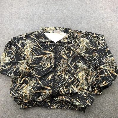 Chaqueta de Colección Kaktus Plus Mujer 2XL Negra Abstracta Geométrica Cremallera Bombardero Años 90 Foto 1 de 4