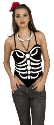 Corsé Estampado Hueso Día Muerto Esqueleto Elegante Vestir Halloween Disfraz Accesorio Foto 1 de 2