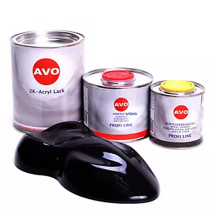 1Liter 2K Acryl-Autolack RAL 9005 Tiefschwarz glänzend + 0,5L.Härter AVO E0209 - Bild 1 von 1