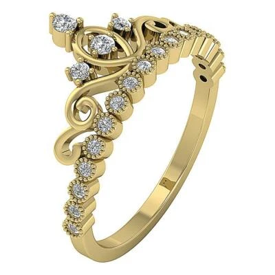 I1 G 0.35 Ct Round Diamond Designer Crown Wedding Ring Appraisal 14K Yellow Gold - Image 1 of 4