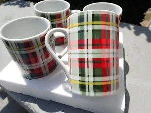 Bauernhaus/Hütte/ wunderschönes 4er Set NEU grün & rot karierte Kaffeetassen! - Bild 1 von 12