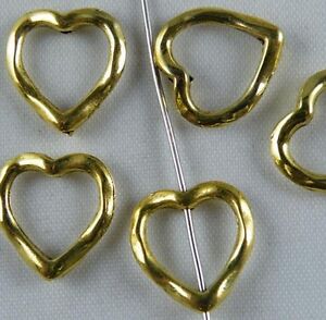 150pcs Gold Color Hollow Heart Spacer Beads 14x13.5x3mm 11198-2