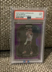 2020 Panini Chronicles #PB1 Joe Burrow Prizm Black Purple /125 Rookie PSA 9 Mint - Picture 1 of 5