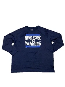 New York Yankees Long Sleeve Shirt Mens XXL Blue Bronx Bomber Fanatics MLB EUC - Picture 1 of 4