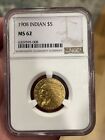 1908 5 gold coin indian