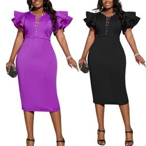 AOMEI Lady Reinstone V-Neck Pencil Work Dresses Sleeveless Business Church Dress - Imagen 1 de 20