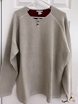Carbon 2 Cobalt Henley Sweater Sweatshirt Men XXL Beige Cotton Knit LS NWOT - Image 1 of 4