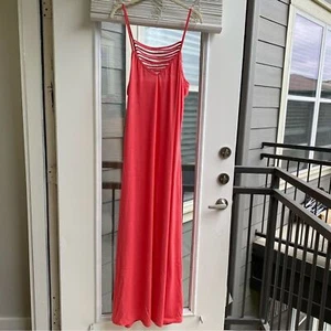 Iconic Apparel Womens XL Orange Boho Strappy Back Sleeveless Beachy Maxi Dress - Picture 1 of 9