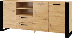 Cómoda NUKA D 197 cm Aparador Highboard Armario Roble Artesanal Negro - Imagen 1 de 8