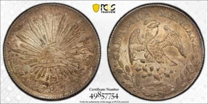 Mexico silver cap and ray 8 reales 1893 Zs FZ toned uncirculated PCGS MS62 - Picture 1 of 3