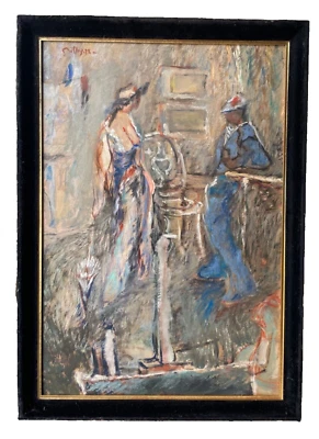 RAMON DILLEY (b, 1933) FINE IMPRESSIONIST GOUACHE - THE SAILOR AND THE LADY - Image 1 of 4