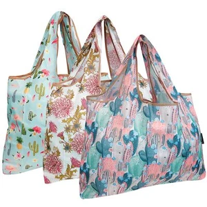 Wrapables Large Foldable Tote Nylon Reusable Grocery Bag, 3 Pack - Picture 1 of 31