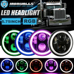 Faros LED altos/bajo RGB ojos de ángel bluetooth para Peterbilt 359 349 4 piezas 5,75" - Imagen 1 de 12