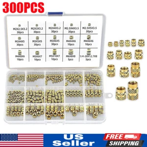 M2-M6 Brass Knurled Nut Threaded Heat Set Inserts for Plastic 3D Printing 300Pcs - Picture 1 of 14