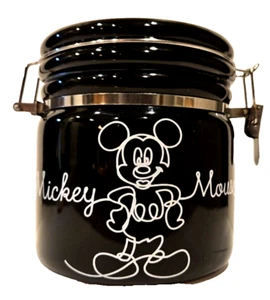 Disney Mickey Mouse Black Hinge Jar - Linear Style - 5x5 - 2 Cup Capacity Unique - Picture 1 of 11