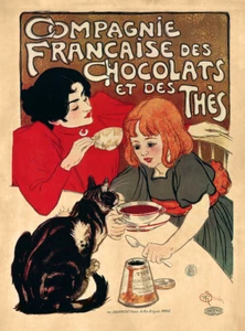 Compagnie Francaise des Chocolats et des Thes Jugendstil Katze Plakate A3 380 - Bild 1 von 1
