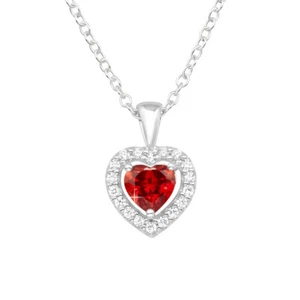 Damen Hals Kette Zirkonia Herz Sterling Silber 925 Geschenk für Sie Valentinstag - Bild 1 von 3